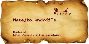 Matejko András névjegykártya